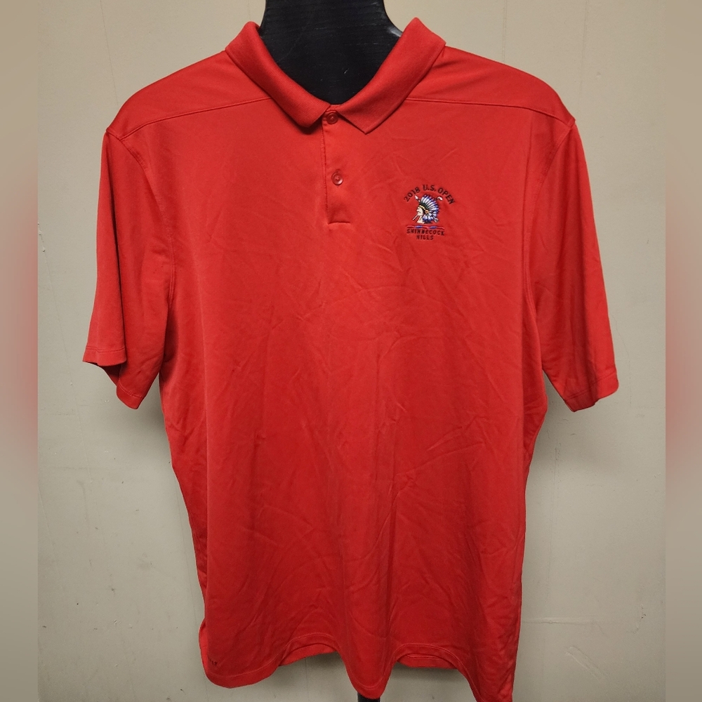 Nike Golf Dri-Fit Men's Size XXL Shinnenock Hills 2018 U. S. Open Red Polo Shirt